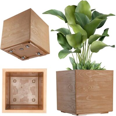 KADAX Macetero de Jardín 40cm con Ruedas - Cuadrado - Marrón - Maceta de Jardín KADAX Macetero de Jardín 40cm con Ruedas - Cuadrado - Marrón - Maceta de Jardín
