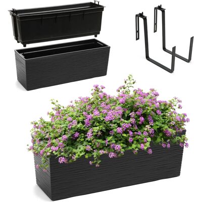 KADAX Schwarzer Balkonblumentopf 19x56cm mit Griffen KADAX Schwarzer Balkonblumentopf 19x56cm mit Griffen