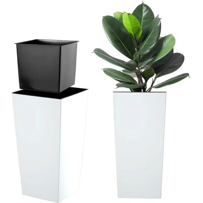 Vaso da Giardino Moderno con Inserto - 57,5cm Bianco Vaso da Giardino Moderno con Inserto - 57,5cm Bianco