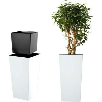 KADAX Gartentopf 68cm Hoch Weiß Glanz mit Einsatz - Blumentopf KADAX Gartentopf 68cm Hoch Weiß Glanz mit Einsatz - Blumentopf