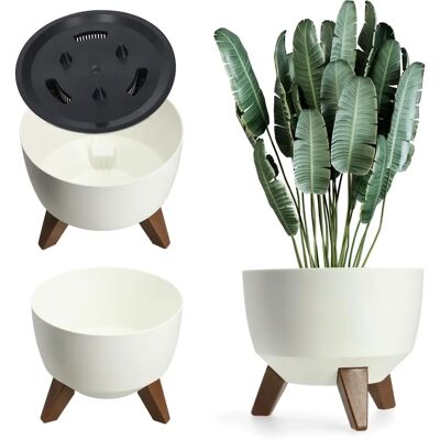 KADAX Weißer Blumentopfdeckel - 24cm mit Einsatz & Beinen - Heimdekoration KADAX Weißer Blumentopfdeckel - 24cm mit Einsatz & Beinen - Heimdekoration