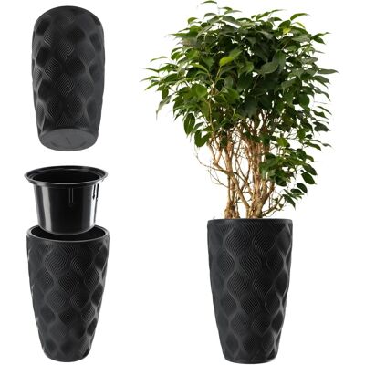 KADAX Schwarzer Blumenübertopf mit Einsatz - Gartenblumentopf 48,5cm KADAX Schwarzer Blumenübertopf mit Einsatz - Gartenblumentopf 48,5cm