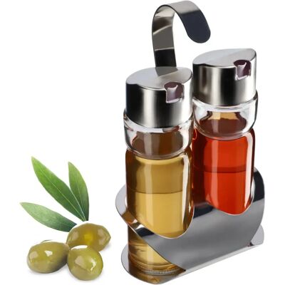 KADAX Glass Bottle Olive Oil Vinegar Set - 2x100ml Stand KADAX Glass Bottle Olive Oil Vinegar Set - 2x100ml Stand
