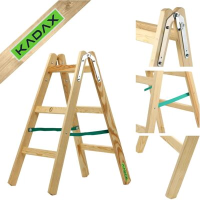 KADAX Wooden Ladder Adjustable 2x3 rungs Double-sided 150kg - Ladder KADAX Wooden Ladder Adjustable 2x3 rungs Double-sided 150kg - Ladder