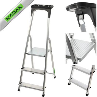 KADAX Aluminium Ladder 3 Step Folding Shelf Hook - Ladder KADAX Aluminium Ladder 3 Step Folding Shelf Hook - Ladder