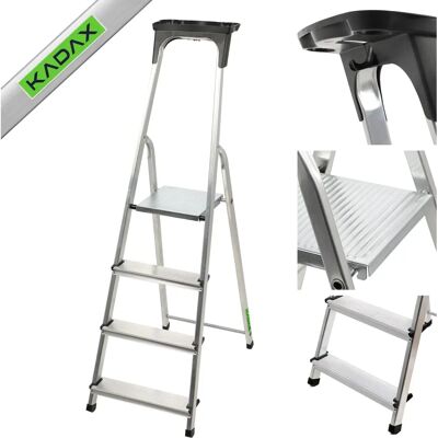 KADAX Aluminium Household Ladder - 4 Step - Safety Rail KADAX Aluminium Household Ladder - 4 Step - Safety Rail