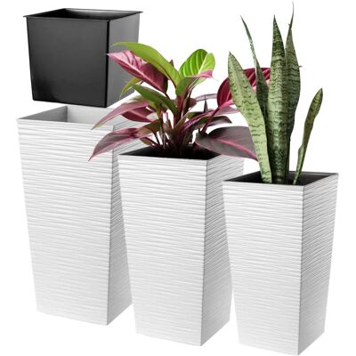 Kadax Weißes 3er-Set Hoher Blumentopf für Garten & Innen Kadax Weißes 3er-Set Hoher Blumentopf für Garten & Innen