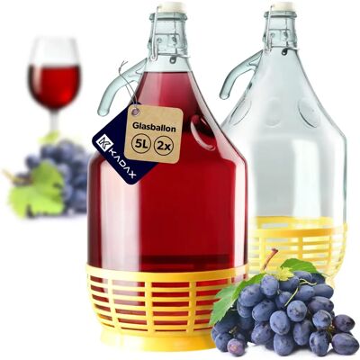 KADAX 2x Wine Balloon 5L with Basket and Stopper KADAX 2x Wine Balloon 5L with Basket and Stopper