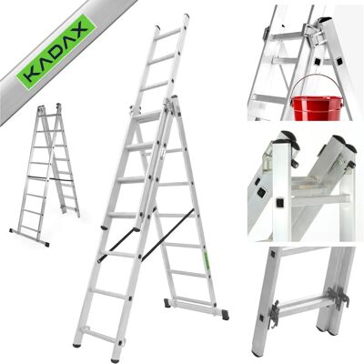 Kadax - 3-Section Transformable Ladder, Aluminum Telescoping Step - Ladder Kadax - 3-Section Transformable Ladder, Aluminum Telescoping Step - Ladder