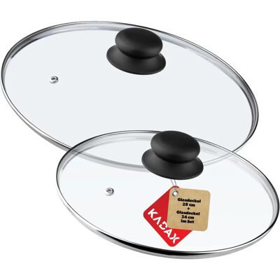 KADAX Glass Lid for Pot Frying Pan 24cm + 28cm - Glass Lid for Pot Frying Pan KADAX Glass Lid for Pot Frying Pan 24cm + 28cm - Glass Lid for Pot Frying Pan