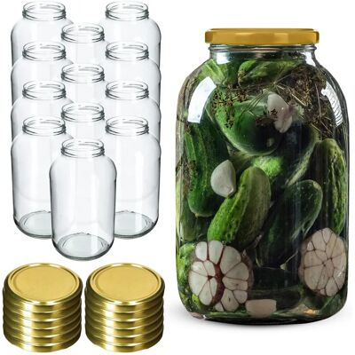 Kadax - 4L Glass Jars - 100 mm - Gold Lids - Glass Jar Set Kadax - 4L Glass Jars - 100 mm - Gold Lids - Glass Jar Set