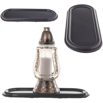 Kadax 40 Cm Plastic Grave Candle Holder Tray for Tomb - Graphite Kadax 40 Cm Plastic Grave Candle Holder Tray for Tomb - Graphite