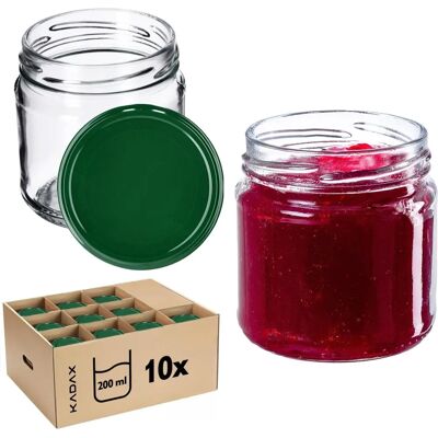 KADAX Lerma jars for preserves 200ml 10pcs green lids - Jar KADAX Lerma jars for preserves 200ml 10pcs green lids - Jar