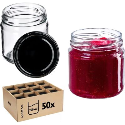 KADAX Lerma Einmachgläser 200ml, 66mm, 50 Stk, schwarze Deckel KADAX Lerma Einmachgläser 200ml, 66mm, 50 Stk, schwarze Deckel