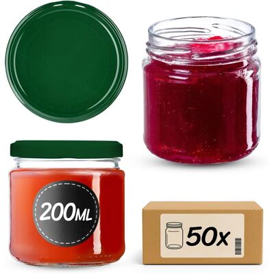 KADAX Lerma Gläser für Konserven - Grün 200ml 50 Stück 66mm KADAX Lerma Gläser für Konserven - Grün 200ml 50 Stück 66mm