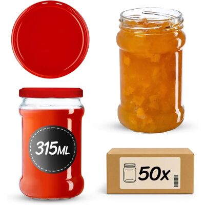 KADAX Seno jars 315ml 50pcs Red lids - Jars KADAX Seno jars 315ml 50pcs Red lids - Jars