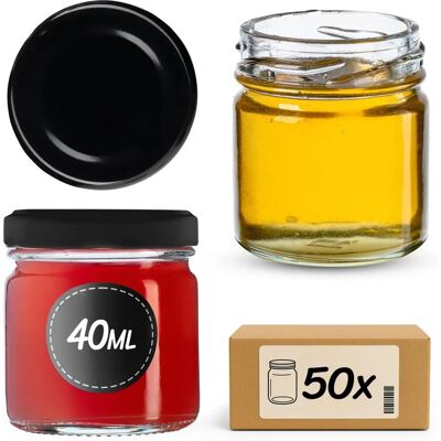 KADAX Glass Jar - 40ml, Black Lid - Spice & Honey Storage KADAX Glass Jar - 40ml, Black Lid - Spice & Honey Storage