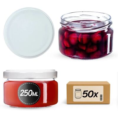 KADAX - 250 ml glass jars - white lids - Glass jars KADAX - 250 ml glass jars - white lids - Glass jars