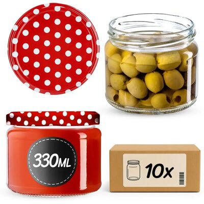 KADAX 10x Glasgefäß 330 ml Marmelade Honigdeckel KADAX 10x Glasgefäß 330 ml Marmelade Honigdeckel