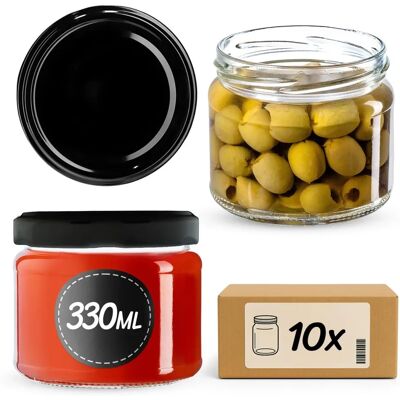 KADAX 10x Frascos de Vidro 330ml Para Conservas Geleias Mel Mamilos de Torção KADAX 10x Frascos de Vidro 330ml Para Conservas Geleias Mel Mamilos de Torção