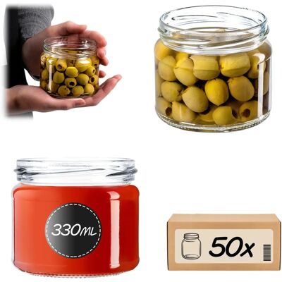 KADAX 50x Glass Jar 330ml for Preserves - Glass Jars for Preserves KADAX 50x Glass Jar 330ml for Preserves - Glass Jars for Preserves