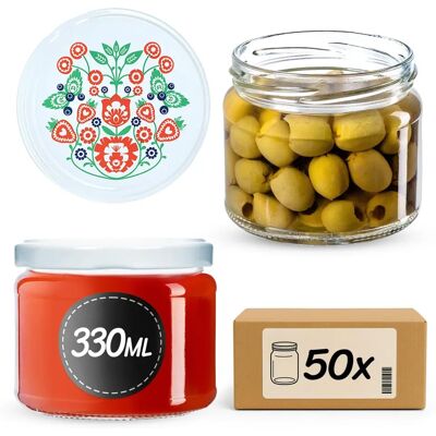 KADAX Sonka Jars - 330ml, 50pcs, Lids - Food Safe KADAX Sonka Jars - 330ml, 50pcs, Lids - Food Safe
