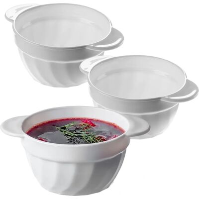 KADAX White Bouillon Bowl - 3pcs, 650ml, Durable, Microwave Safe KADAX White Bouillon Bowl - 3pcs, 650ml, Durable, Microwave Safe