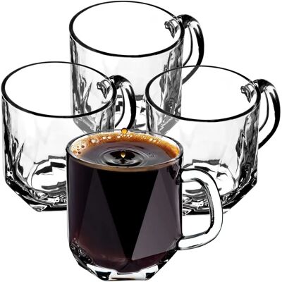 KADAX 4x Glasses 300ml for Coffee Tea Drinks Glass with Handle Set - Glasses KADAX 4x Glasses 300ml for Coffee Tea Drinks Glass with Handle Set - Glasses