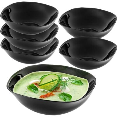KADAX 6x Salad Bowl - 19cm Black Glass Bowls for Soup & Snacks KADAX 6x Salad Bowl - 19cm Black Glass Bowls for Soup & Snacks