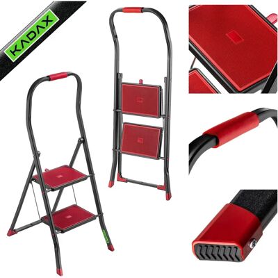 KADAX Steel 2-Step Ladder - Supports 150kg - Foldable Compact KADAX Steel 2-Step Ladder - Supports 150kg - Foldable Compact