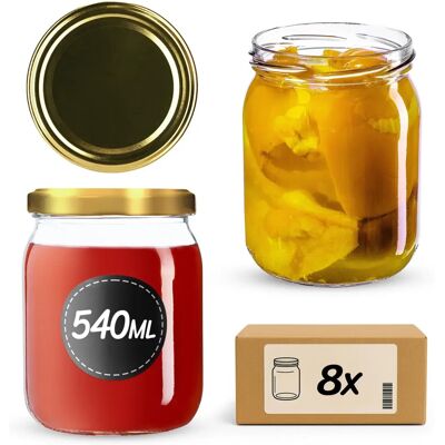 KADAX Senna Jars 540ml Set of 8 Gold Lids KADAX Senna Jars 540ml Set of 8 Gold Lids