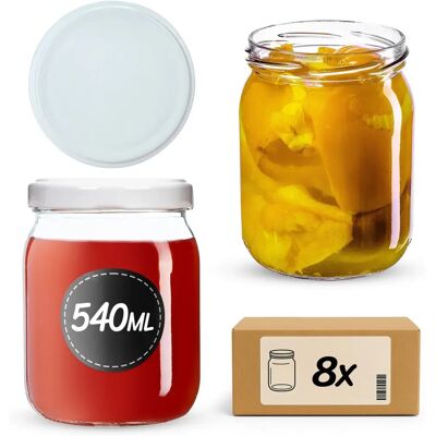 KADAX 8x Jar 540ml Glass Preserves Cucumber Honey Caps KADAX 8x Jar 540ml Glass Preserves Cucumber Honey Caps