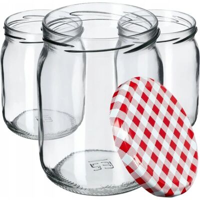 Kadax - 540ml Jam Jar - Red-Checked - 48-pack - Jam Jar Kadax - 540ml Jam Jar - Red-Checked - 48-pack - Jam Jar
