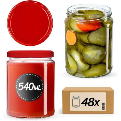 Kadax - 540 ml Rojo Tarros Vidrio Redondos - Tapa Rosca - Glass Jars Kadax - 540 ml Rojo Tarros Vidrio Redondos - Tapa Rosca - Glass Jars