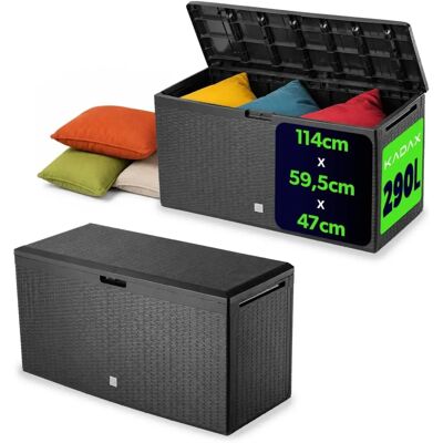 KADAX Caja de Jardín - 290L Antracita - Resistente Plástico KADAX Caja de Jardín - 290L Antracita - Resistente Plástico