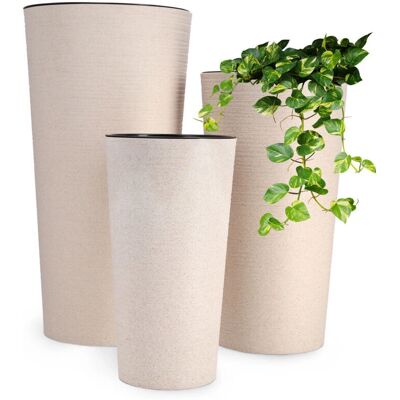 Kadax - Juego de 3 maceteros beige para jardín Kadax - Juego de 3 maceteros beige para jardín