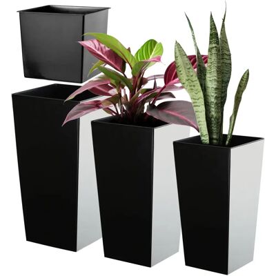 KADAX Set of 3x Black Garden Flower Pot Frost-Resistant Insert 57cm - Garden Pot KADAX Set of 3x Black Garden Flower Pot Frost-Resistant Insert 57cm - Garden Pot