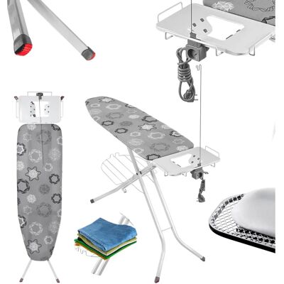 KADAX Tabla de Planchar Ajustable 120x38cm con Estante y Enchufe KADAX Tabla de Planchar Ajustable 120x38cm con Estante y Enchufe