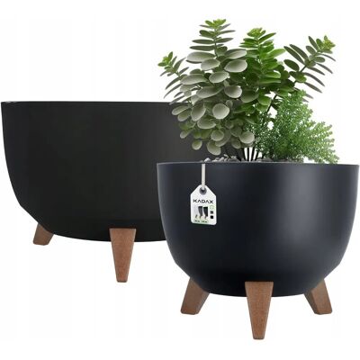 Kadax 29+40cm Schwarze Blumenuntersetzer - Blumentopf mit Einzigartiger Form Kadax 29+40cm Schwarze Blumenuntersetzer - Blumentopf mit Einzigartiger Form