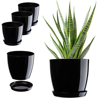 KADAX 3x Blumentopf 18cm mit Ständer schwarz - Blumentopf KADAX 3x Blumentopf 18cm mit Ständer schwarz - Blumentopf