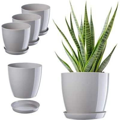 KADAX Set aus 3 Blumentöpfen 20cm mit Ständer Grau Kunststoff - Blumentöpfe KADAX Set aus 3 Blumentöpfen 20cm mit Ständer Grau Kunststoff - Blumentöpfe