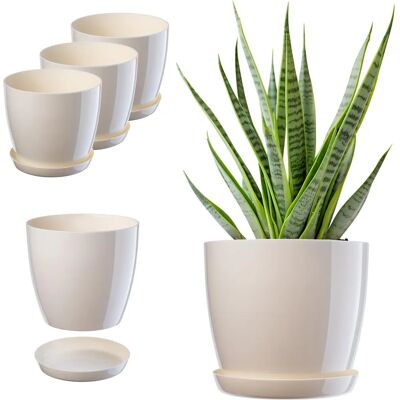 KADAX 20cm Creme Blumenübertopf mit Ständer - Dekorative Zimmerpflanze KADAX 20cm Creme Blumenübertopf mit Ständer - Dekorative Zimmerpflanze
