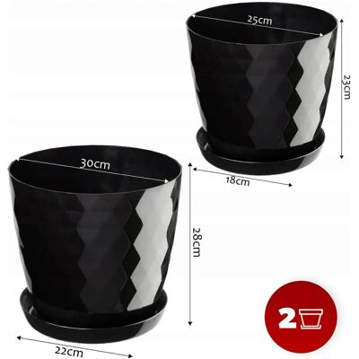 KADAX Schwarzer Blumen Topf + Ständer Set 25+30cm KADAX Schwarzer Blumen Topf + Ständer Set 25+30cm