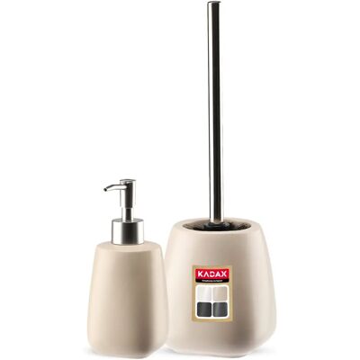 KADAX Badezimmer-Set - Beiger Keramikspender & WC-Bürste KADAX Badezimmer-Set - Beiger Keramikspender & WC-Bürste