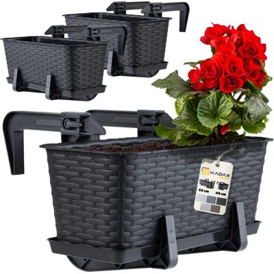 Kadax Balcony Planter 40cm Set of 3 - Garden Box Kadax Balcony Planter 40cm Set of 3 - Garden Box
