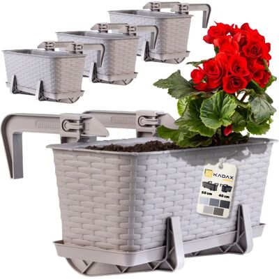 KADAX 40cm Balcony Box - Rattan Style Plant Pot with Handles KADAX 40cm Balcony Box - Rattan Style Plant Pot with Handles