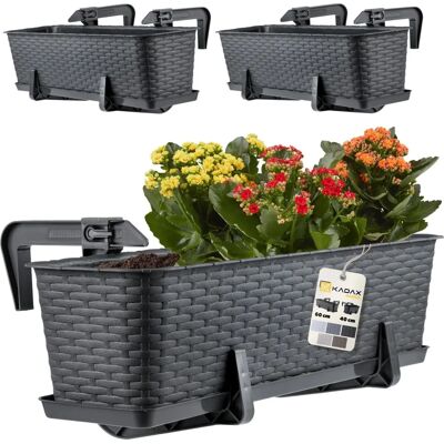Kadax Balcony Planter 60cm - Rattan Look UV Resistant Kadax Balcony Planter 60cm - Rattan Look UV Resistant
