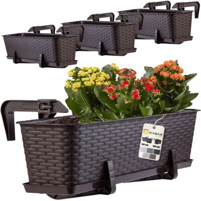 Kadax 60cm Hängender Balkonblumentopf - Rattan-Optik, UV-beständig Kadax 60cm Hängender Balkonblumentopf - Rattan-Optik, UV-beständig