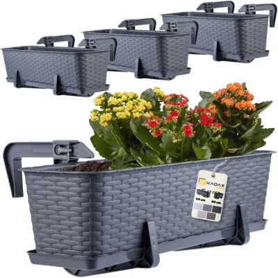 KADAX Balcony Planter 60cm - Rattan Look, UV Resistant KADAX Balcony Planter 60cm - Rattan Look, UV Resistant