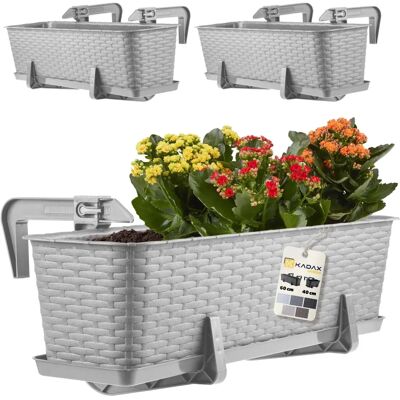 Maceta de Balcón KADAX de 60 cm con Asas Grises Maceta de Balcón KADAX de 60 cm con Asas Grises